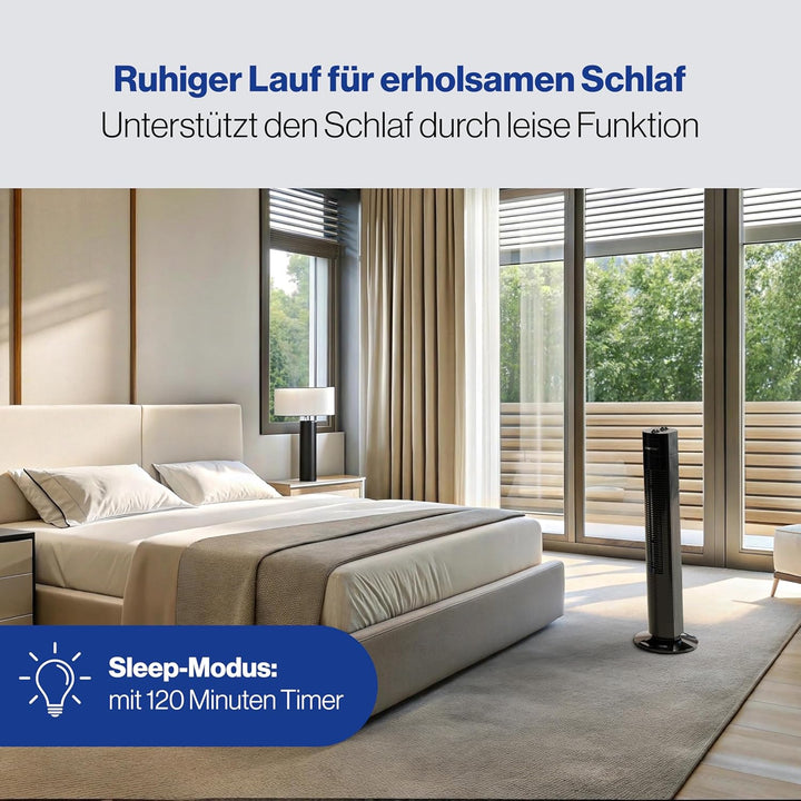Clatronic Tower-Ventilator, TVL 3770, 3 Geschwindigkeitsstufen, 75° oszillierend (abschaltbar), 120