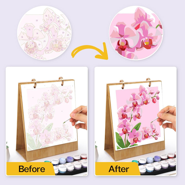 Tischkalender 2027 Malen nach Zahlen DIY Blumen Kalender zum Aufstellen Bastelset für Erwachsene mit