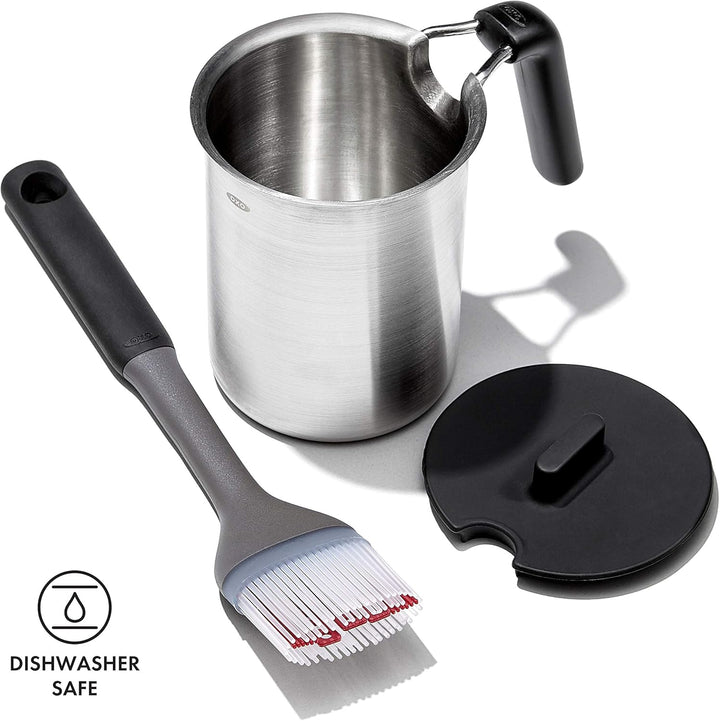 OXO Good Grips Grillwerkzeuge, Backtopf und Pinsel, Schwarz Brattopf und Pinsel, Brattopf und Pinsel