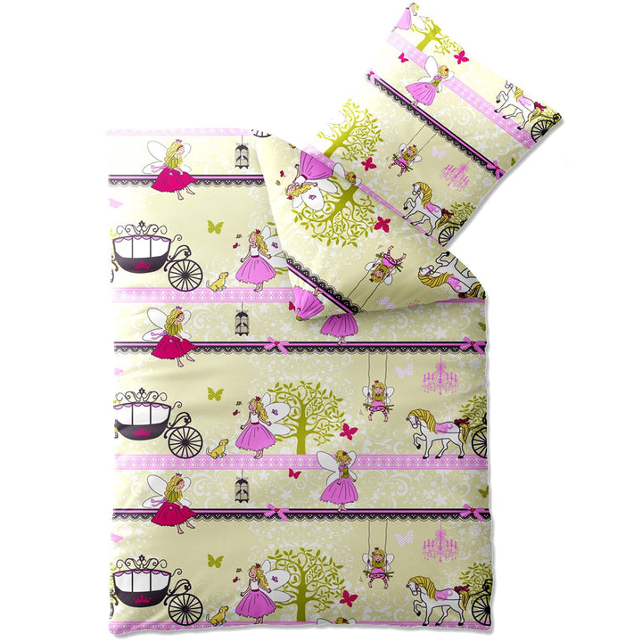CelinaTex Biber Kids Bettwäsche 135 x 200 cm 2teilig Baumwolle Biber Elfe Fee Mädchen rosa pink grün