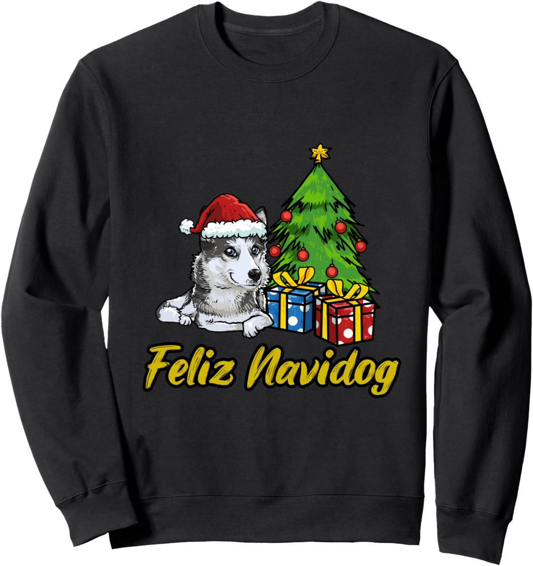 Feliz Navidog Siberian Husky Geschenk Hunde Weihnachts Sweatshirt