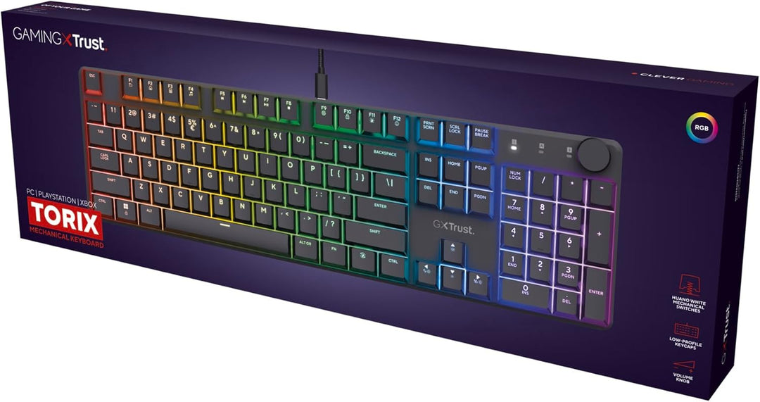 Trust Gaming GXT 866 Torix Mechanische Tastatur Deutsches QWERTZ Layout, Huano-Switches, Flache Tast