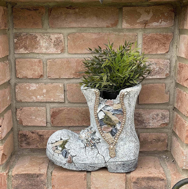 DanDiBo Pflanztopf Stiefel aus Magnesia Blumentopf 32 cm wetterfest frostfest 715432 Pflanzgefäss Üb