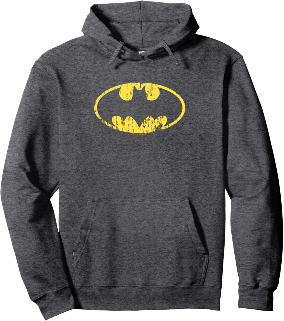 Batman Classic Logo Distressed Gray Pullover Hoodie