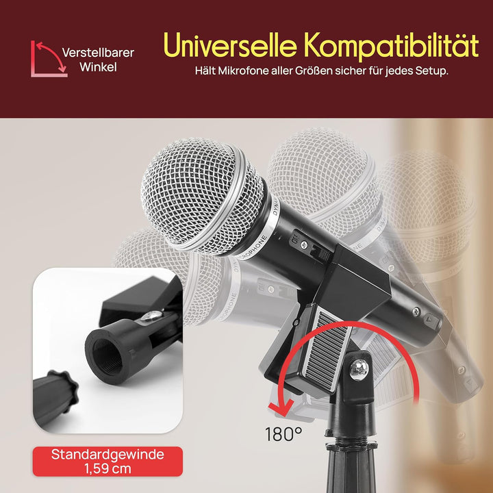 Pyle Mikrofonständer mit Schwanenhals – Mikrofonstativ höhenverstellbar 132–200cm, faltbar, 5/8" Gew