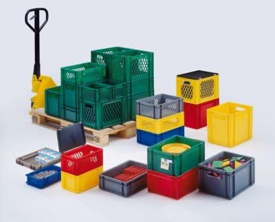 Euro-Format-Stapelbehälter, Wände und Boden geschlossen - LxBxH 600 x 400 x 266 mm - rot, VE 5 Stk -