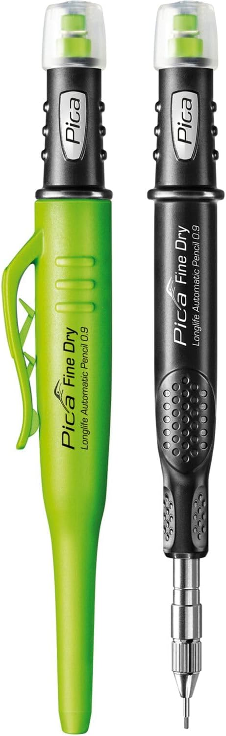vasalat Pica Tieflochmarker Fine-Dry 0.9mm, Bleistift Bohrlochmarkierer 7070 + 24 Ersatz-Graphitmine