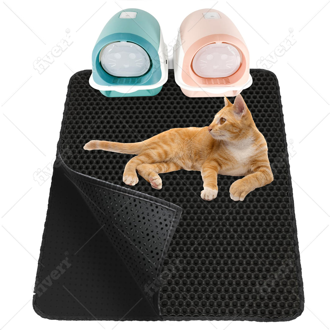 Katzenklo Matte 90x76cm Schwarz, Katzenstreu Matte, Katzenmatte Katzenklo, Katzentoiletten & Zubehör