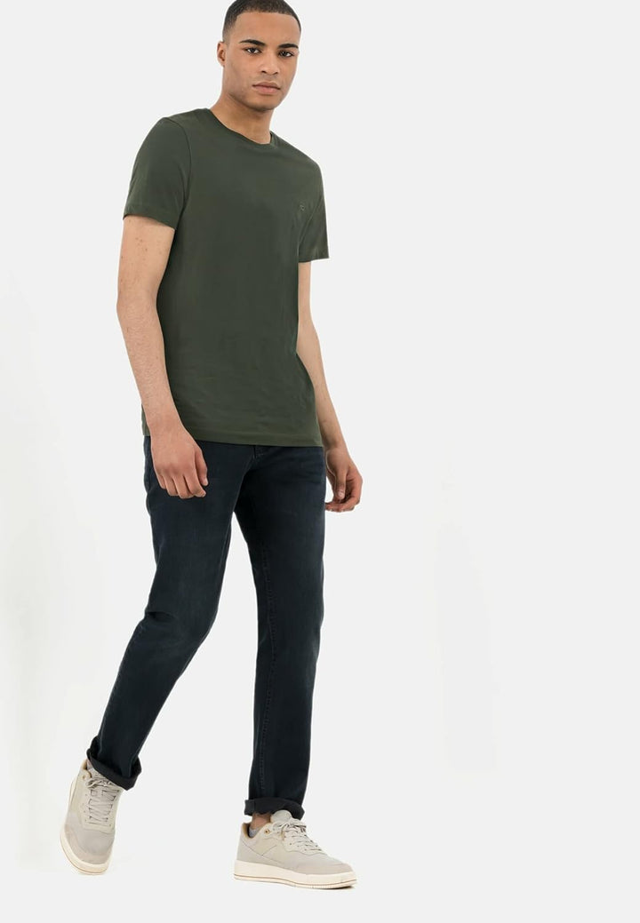 camel active Herren Relaxed Fit 5-Pocket Jeans mit leichten Used-Effekten 34W / 32L Dunkelblau, 34W