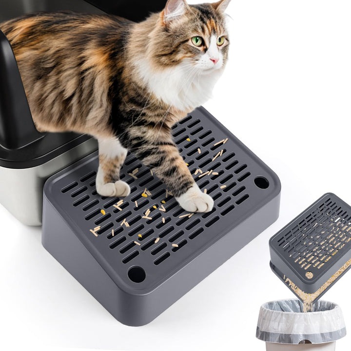 Kalolary Katzenrampe für Katzentoiletten, Katzen Trethocker mit Filterfunktion Leicht zu Reinigende