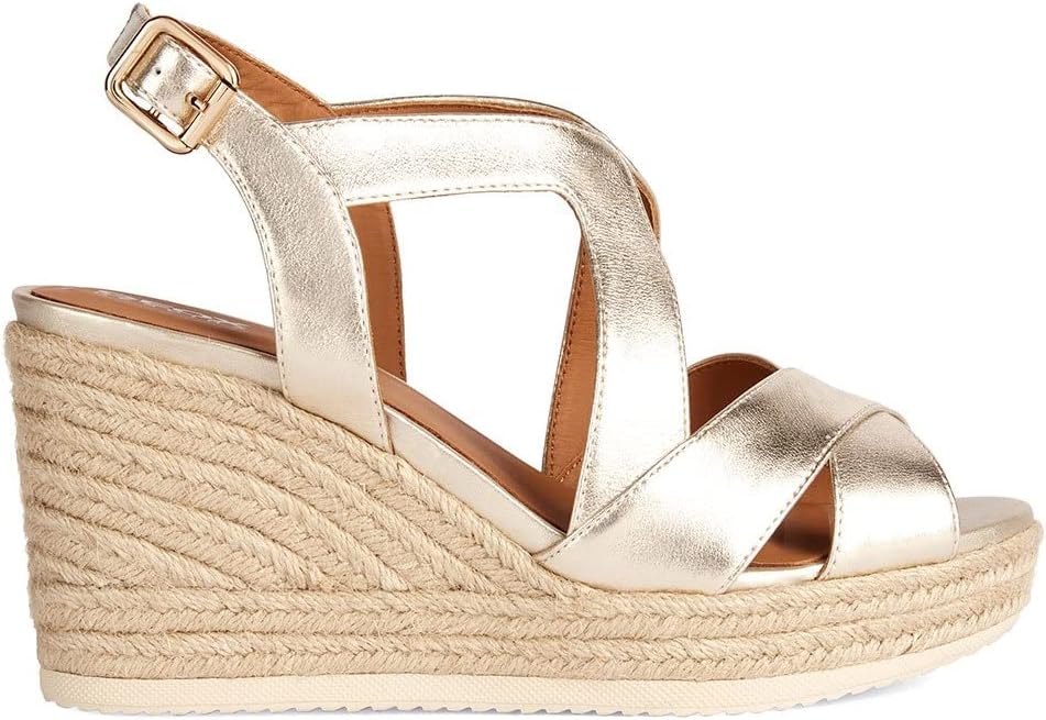 Geox Mädchen D Panarea Espadrille Wedge Sandal 39 EU Lt Gold, 39 EU Lt Gold