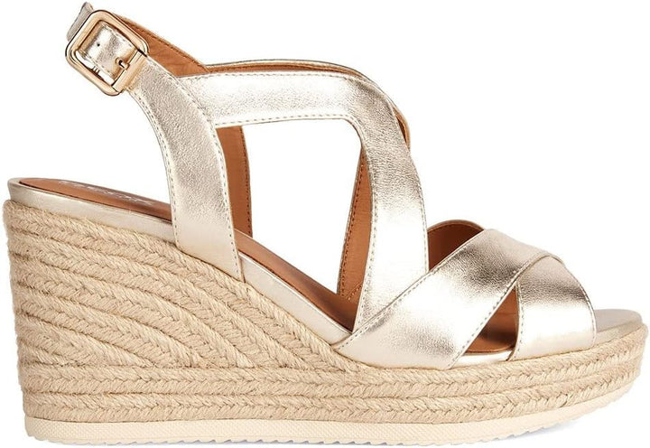 Geox Mädchen D Panarea Espadrille Wedge Sandal 39 EU Lt Gold, 39 EU Lt Gold