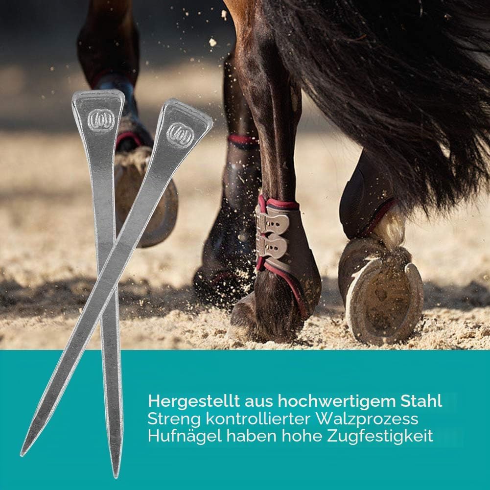 Nikou Hufeisennagel - 250PCS E6 hochfester Stahlhufzapfen Sicheres festes Werkzeugzubehör für Pferde
