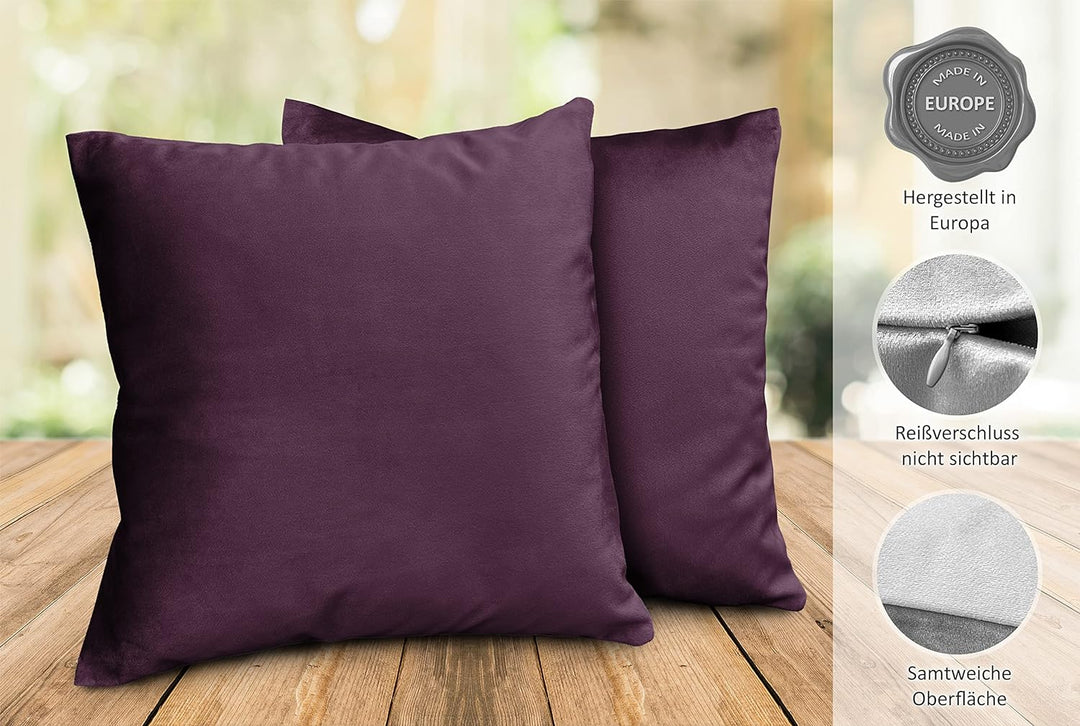 BEAUTEX Lea Samt Kissenhüllen 2er Set, Premium Kissenbezug, Sofa- und Dekokissen, Grösse und Farbe w