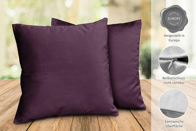 BEAUTEX Lea Samt Kissenhüllen 2er Set, Premium Kissenbezug, Sofa- und Dekokissen, Grösse und Farbe w