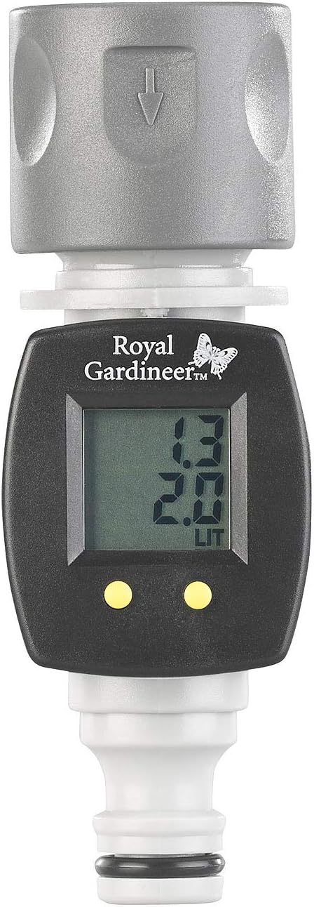 Royal Gardineer Wassermengenzähler: Digitaler Wasserzähler für den Gartenschlauch, mit 2 Zähleranzei
