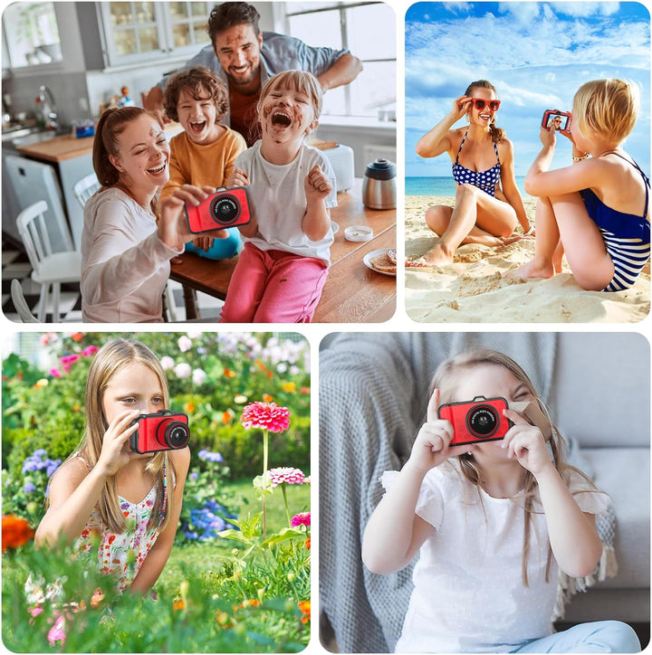 Kinderkamera, 3,5" Grosses Display Kinder Kamera mit 360°Rotierendes Zoomobjektiv |Selfies|LED-Blitz