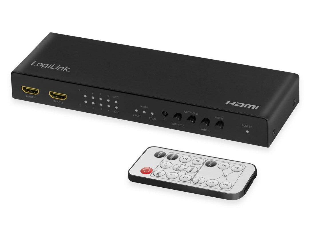 LogiLink HD0049 - HDMI-Matrix-Switch, 4x2-Port, 4K/60 Hz, Scaler