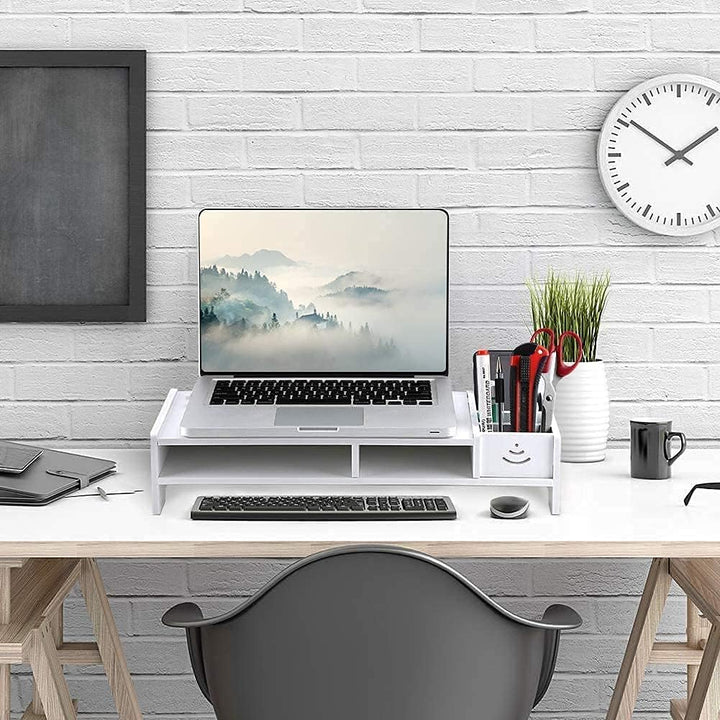 Ejoyous Monitorständer Monitor Riser, Desktop Riser Laptopständer mit Trennregal für Office Home Tab