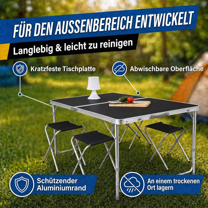 GOODS+GADGETS Klappbarer Multifunktionstisch Mehrzwecktisch Campingtisch Camping-Set Klapptisch Mark