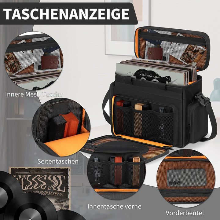 OUUTMEE Vinyl Tragetasche für Schallplatten,Wasserfeste Aufbewahrungstasche für Schallplatten für 7/
