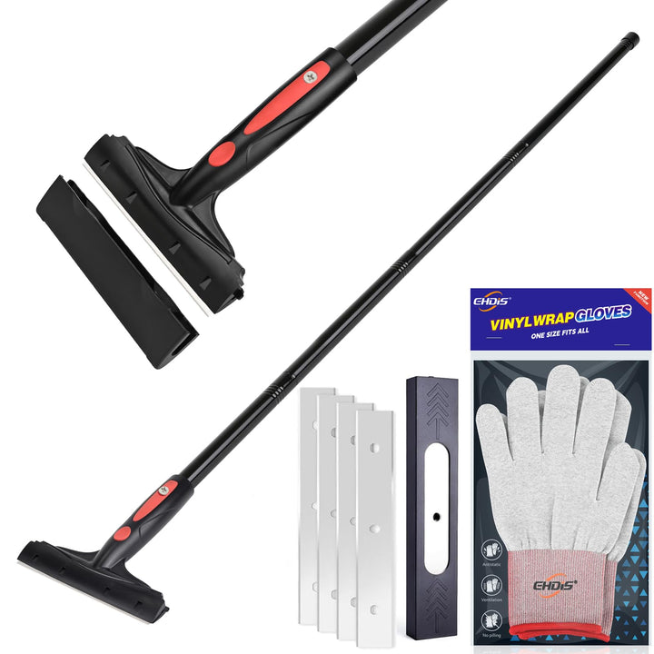 EHDIS Tapetenentferner mit Teleskopstiel (16-58INCH), Fensterschaber mit 10 Ersatzklingen, zum Entfe