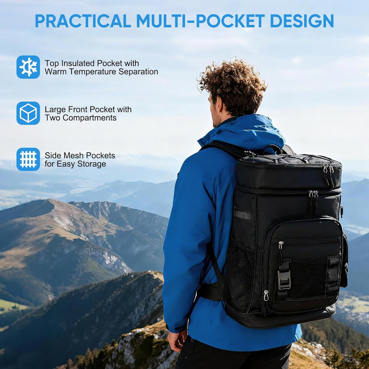Kühlrucksack 30L, Grosser Isolierte Kühltasche für Herren und Damen, auslaufsicher Wasserdichter, Is