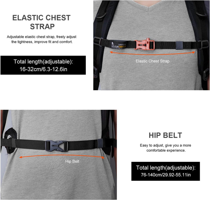 MOUNTAINTOP 40L Wanderrucksack Herren Damen Trekkingrucksack Outdoor Rucksäcke mit Regenhülle für Ca