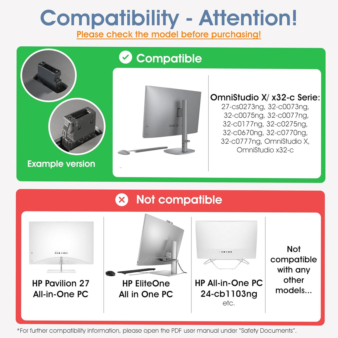 3IDEE VESA Adapter kompatibel mit HP Omnistudio X All-in-One PC (32-c0073ng 32-c0075ng, 32-c0077ng,