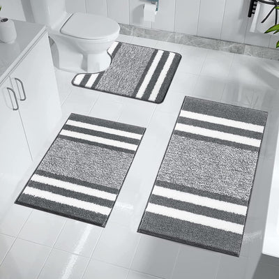 Pauwer Ultra Dicker Badteppich Set 3 Teilig Weich Hochflor Duschteppich Badematte Toilettenmatte Mas