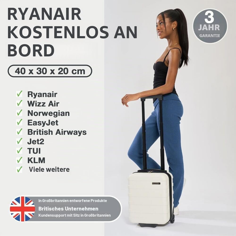 Cabin Max Anode Hardscalen Trolley-Koffer für Untersitz, 24 l, Wizz Air 40x30x20cm, (Weiss, 40 x 30