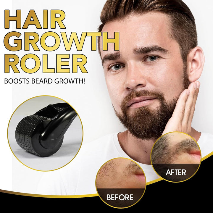 Beard Growth Kit, Beard Growth Serum mit Rolle, Beard Growth Oil - Schnelles Wachstum & Verdickung f