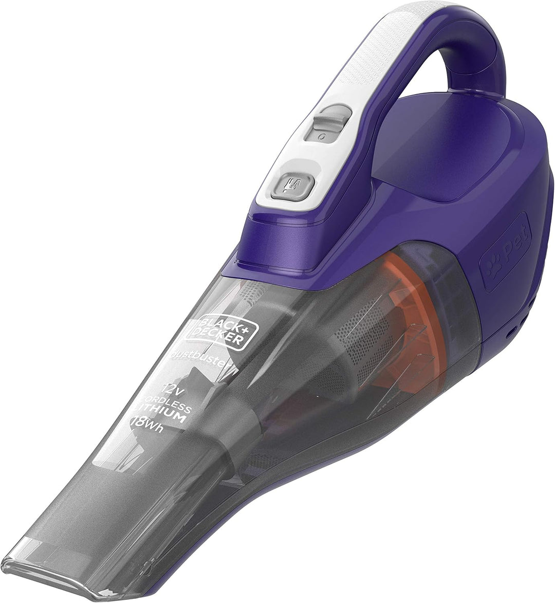 Black+Decker Handsauger Akku Dustbuster 12V/1,5 Ah, mit Turbo-Tierhaarbürste, breiter Saugöffnung, 2