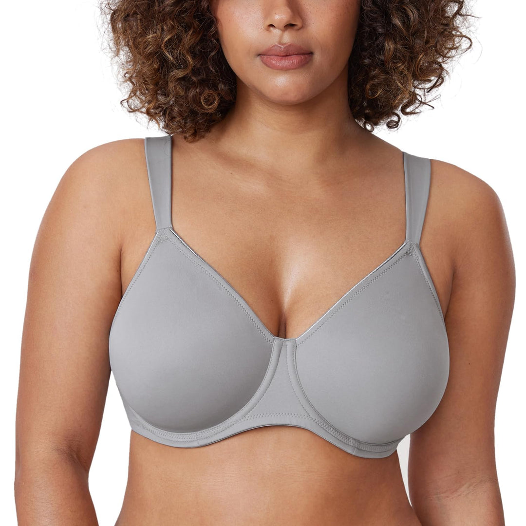DELIMIRA Damen T-Shirt Minimizer BH mit Bügel Grosse Grössen Ohne Gepolstert 75C Quantengrau, 75C Qu