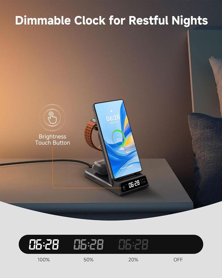 Induktive Ladestation für Samsung S25/Watch 8/8 Classic, SwanScout 703S, 3 in 1 Wireless Charger für