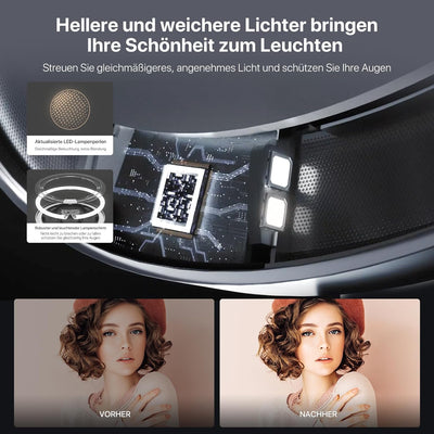 AMIRO 9" Schminkspiegel mit Beleuchtung, Smart Sensor & Touch-Steuerung, 3 Farben & 6 Helligkeiten,