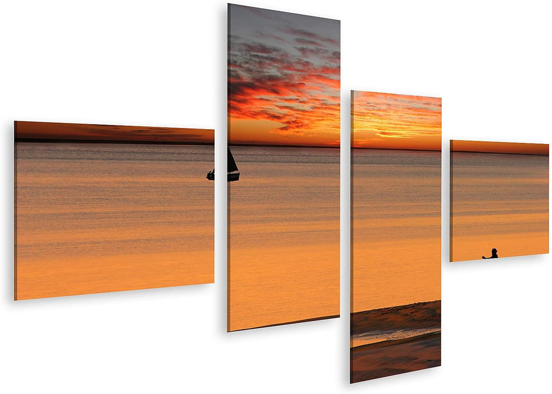 islandburner Bild auf Leinwand Strand Sonnenuntergang Bilder Wandbilder Poster Leinwand 150x80cm - 4