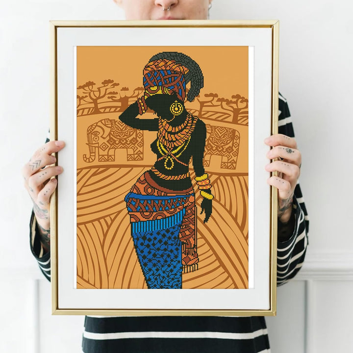 Diamond Dotz DD12-035 Afrikanische Prinzessin, ca. 52 x 76 cm gross, Diamond Painting, Malen mit Dia