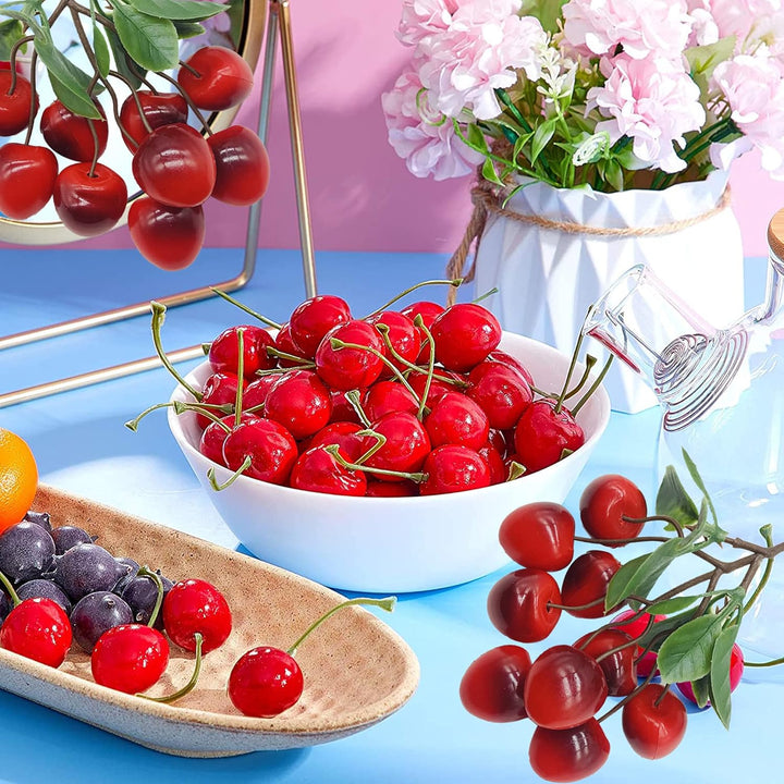 NA Woohome 50 Stück Künstliche Fruch Künstliche Erdbeere Künstliche Kirsche Deko Obst Lebensecht für