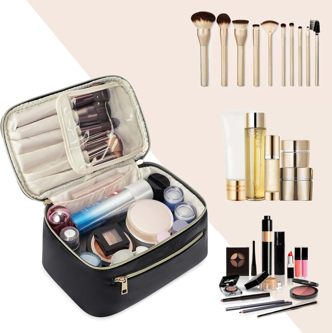 Wandering Nature Make-up-Tasche, Reise-Make-up-Organizer, Kosmetikpinsel-Tasche für Damen, aus umwel