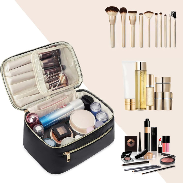 Wandering Nature Make-up-Tasche, Reise-Make-up-Organizer, Kosmetikpinsel-Tasche für Damen, aus umwel