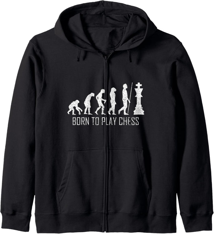 Lustiger Retro Schach Geschenk Evolution Schachspieler Kapuzenjacke