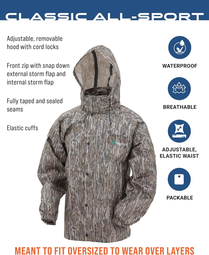 frogg toggs Herren Classic All-Sport Waterproof Breathable Rain Suit Regenjacke S Mossy Oak Bottomla