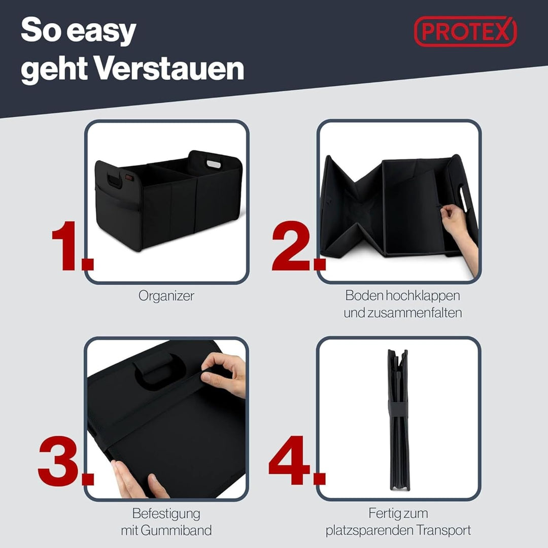 PROTEX Kofferraum Organizer [Testsieger 2025] 44L Auto Kofferraumtasche | Organizer Auto | Faltbare,