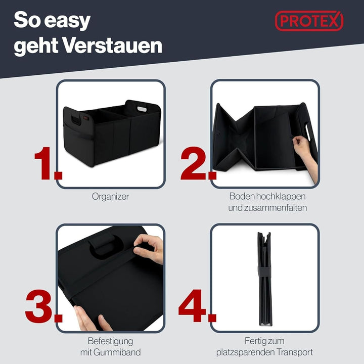 PROTEX Kofferraum Organizer [Testsieger 2025] 44L Auto Kofferraumtasche | Organizer Auto | Faltbare,