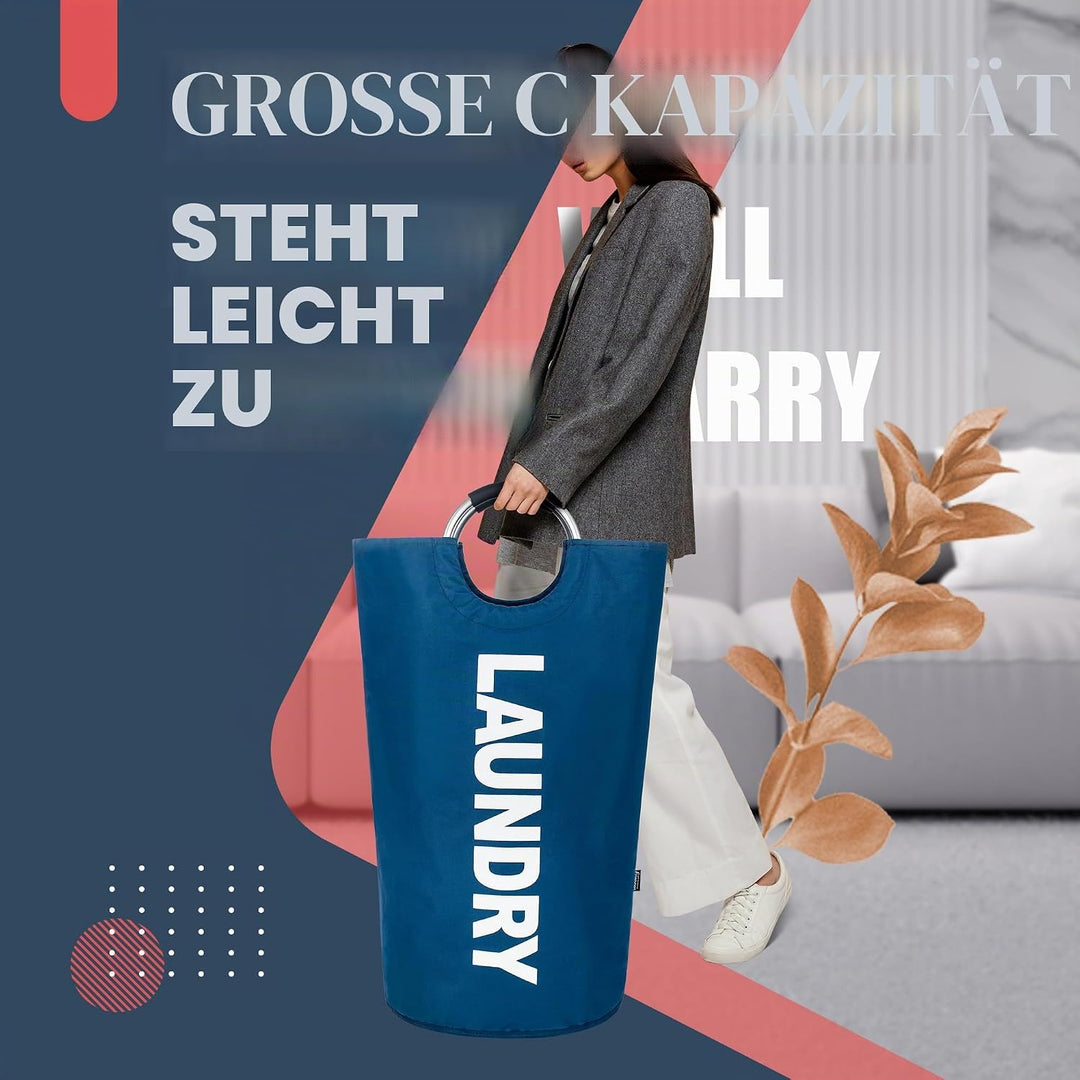 Caroeas 100L Grosser Wäschekorb (8 Farben), Wasserdichter Wäschebehälter, Wäschesammler mit gepolste