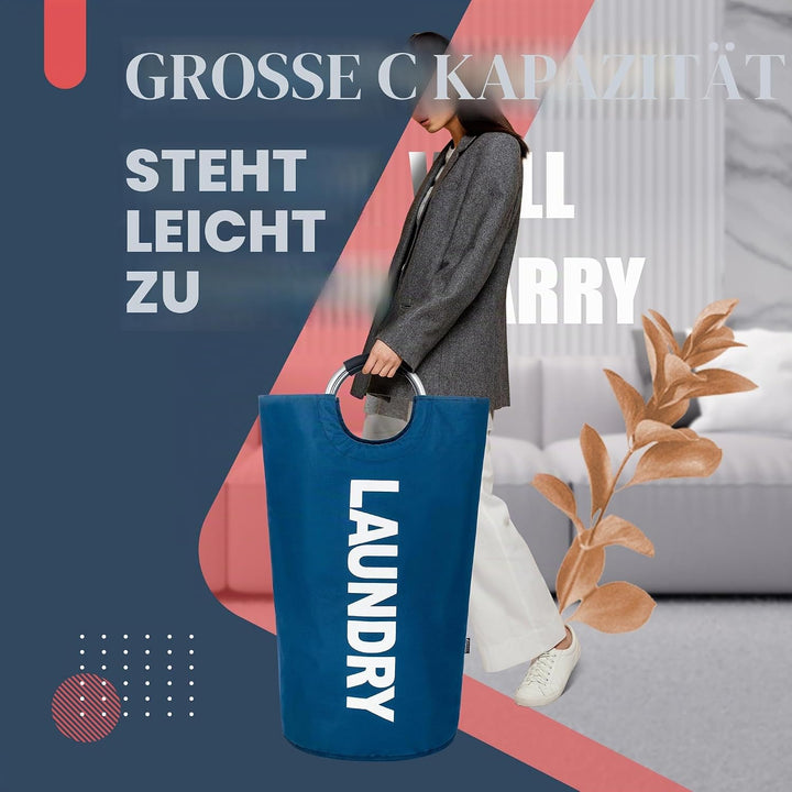 Caroeas 100L Grosser Wäschekorb (8 Farben), Wasserdichter Wäschebehälter, Wäschesammler mit gepolste