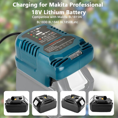 Ladegerät Ersatz für Makita Professional 18V System Akku, Tragbares Mini Schnellladegerät mit LED An