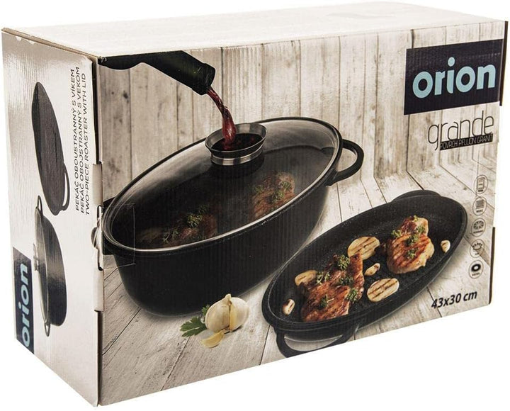 Orion Group Bräter Induktion mit Granitbeschichtung | Bratentopf Schmortopf mit Deckel Grilltopf Gri