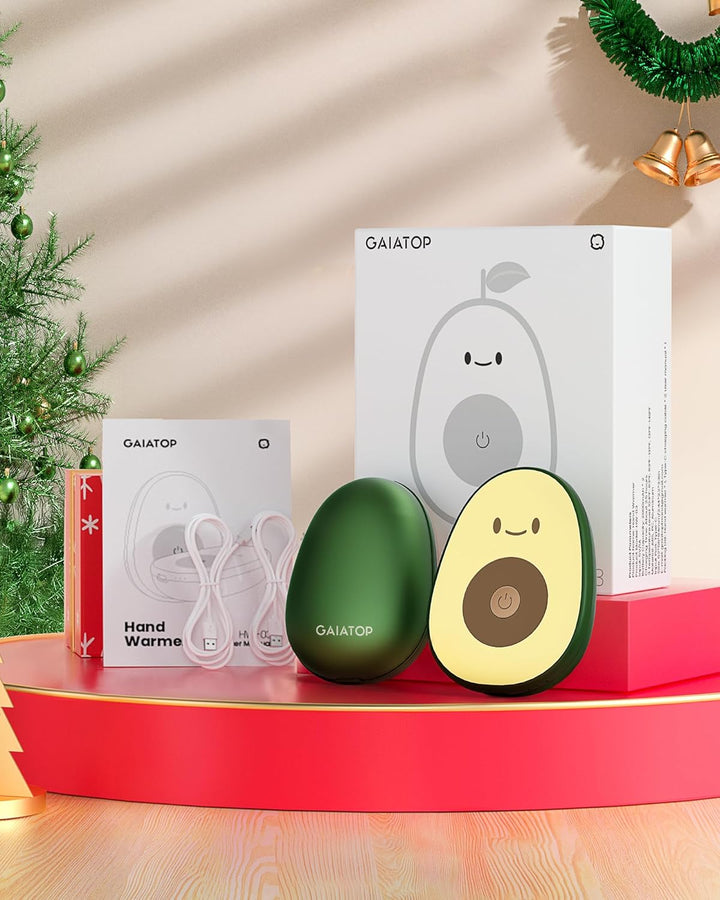 Gaiatop Handwärmer Elektrisch, 4000mAh Avocados Geformt Elektrischer Taschenwärmer mit 𝟐𝐏𝐜𝐬 USB-Kabe